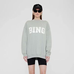 Anine Bing Tyler Sweatshirt Satin Bing in Sage Green